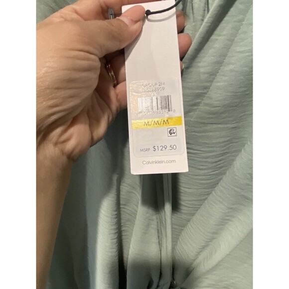 NWT Calvin Klein Wrap Mini Dress Womens Medium Icy Color V-Neck Long Sleeve Sz M - Picture 6 of 10